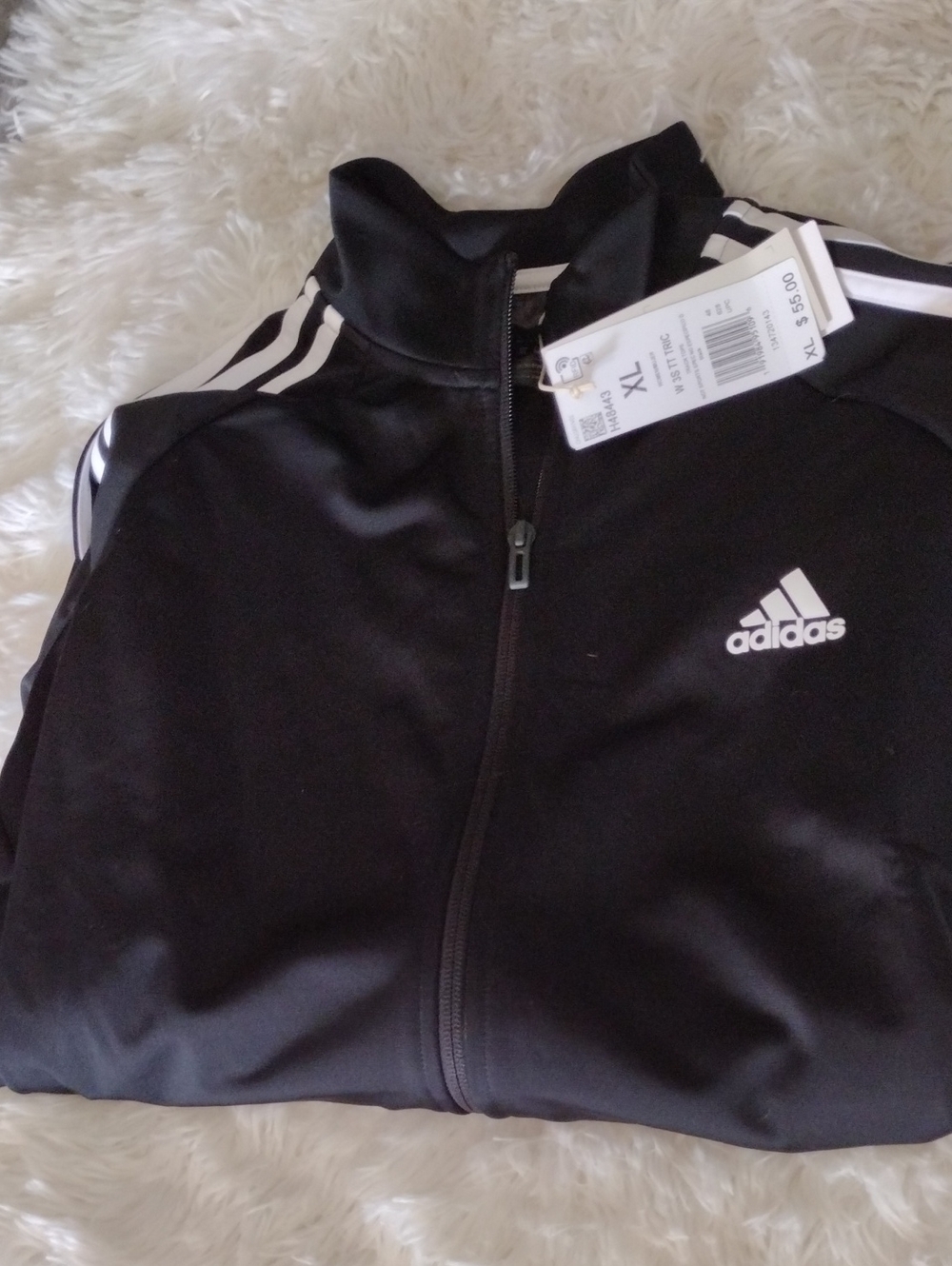 Adidas Women’s Black Track Jacket with White Stripes